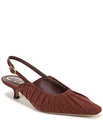 Circus NY by Sam Edelman Katia Ruched Suede Slingback Kitten Heel Pumps