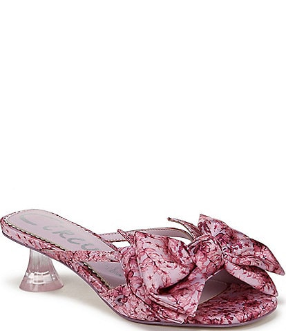 Circus NY by Sam Edelman Natalina Floral Satin Butterfly Bow Kitten Heel Sandals