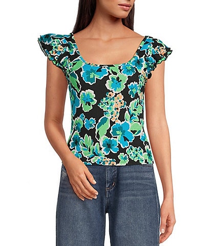 Circus NY by Sam Edelman Ruby Floral Print Flutter Sleeve Top