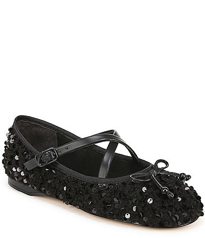 Circus NY by Sam Edelman Zuri Cozy Sequin Faux Shearling Cross Over Bow Ballerina Flats