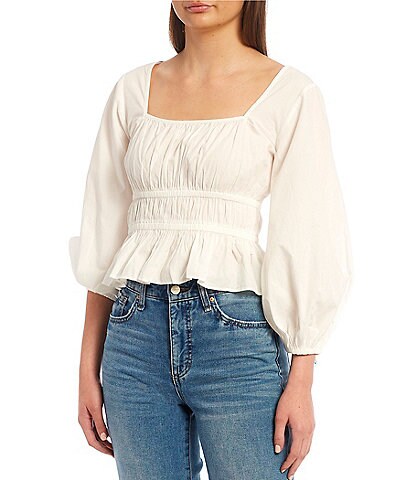 Circus NY Cal Woven Tie Back Elbow Sleeve Top