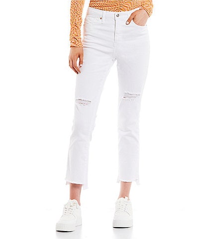 Circus NY High Rise Destructed Slim Crop Straight Jeans