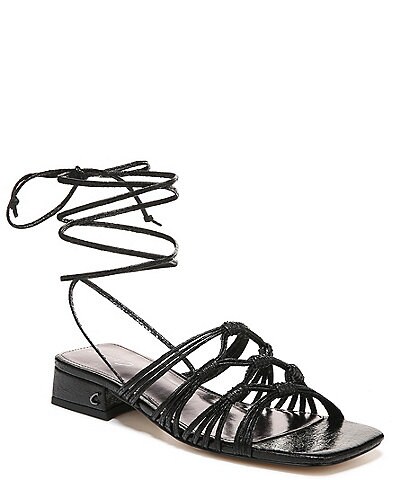 Circus NY Jocelyn Crackle Ankle Wrap Strappy Lace-Up Block Heel Sandals