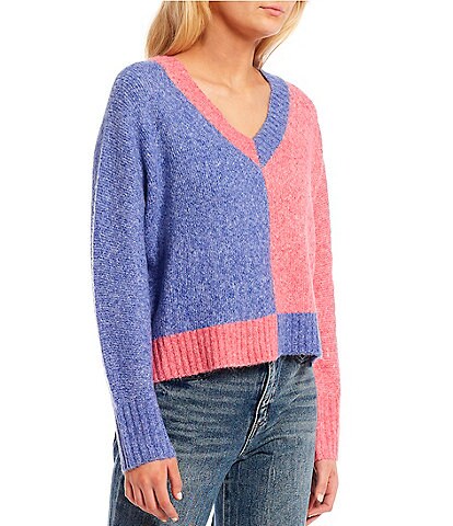Circus NY Solid Color Block Pullover Sweater