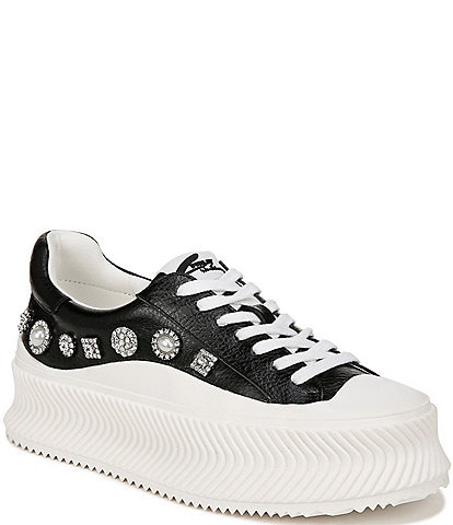 Circus NY by Sam Edelman Taelyn Leather Jewel Studded Lace Up Chunky Platform Sneakers