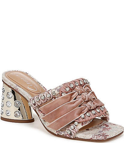 Circus NY by Sam Edelman Vera Textured Fabric Rhinestone Slide Sandals