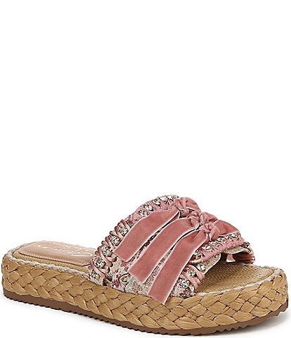 Circus NY by Sam Edelman Wyatt Velvet Rhinestone Embellished Platform Slide Sandals