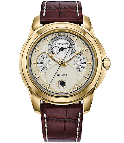 Citizen Men's Calendrier Chronograph Brown Leather Strap Watch