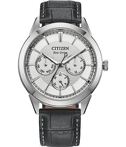 Citizen Men's Classic Eco Wr100 Analog Black Leather Strap Watch