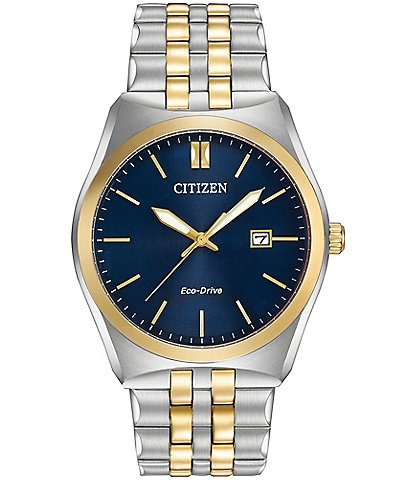 Citizen Men's Corso Three Hand Two Tone Stainless Steel Blue Bracelet Watch