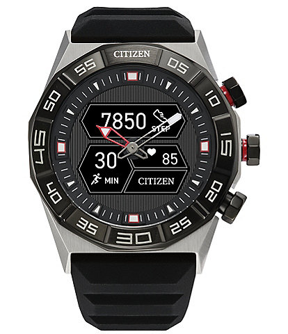 Citizen Men's CZ Hybrid Smart Black and Silver Silicone Strap Watch