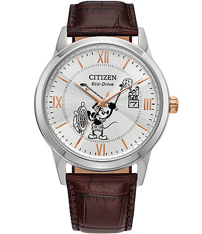 Citizen Men's Disney© Citizen Steamboat Willie 1928 Three Hand Brown Leather Strap Watch