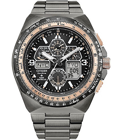 Citizen Men's Eco Drive Promaster Air Chronograph Gray Tone Stainless Steel Bracelet Watch