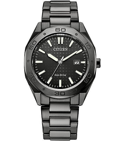 Citizen Men's Eco Drive Weekender Three Hand Gray Tone Stainless Steel Watch