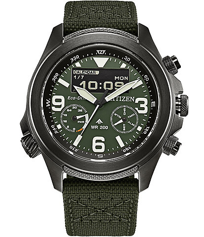 Citizen Men's Eco WR200 Chronograph Green Fabric Strap Watch