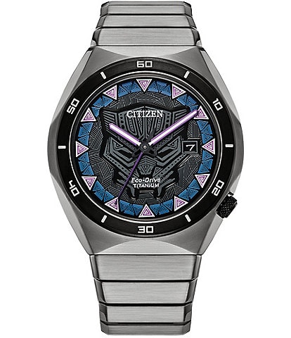 Citizen Men's Marvel Collection Black Panther Three Hand Titanium Bracelet Watch