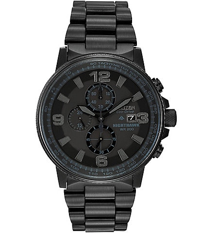 Citizen Men's Nighthawk Chronograph Black Stainless Steel Bracelet Watch