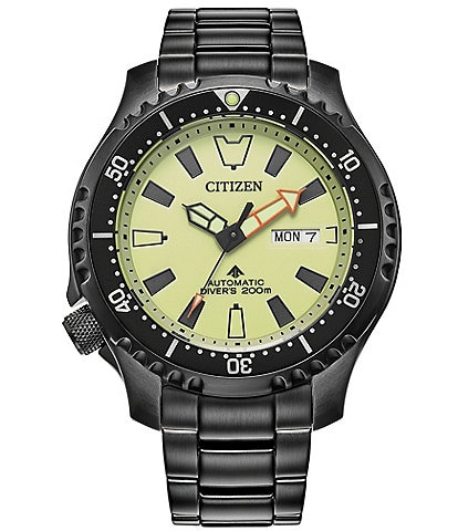 Citizen Men's Promaster Dive Three Hand Automatic Black Stainless Steel Bracelet Watch