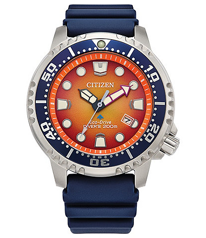 Citizen Men's Promaster Dive Three Hand Orange Dial & Blue Strap Watch