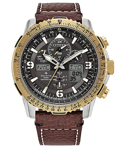 Citizen Men's Promaster Skyhawk A-T Chronograph Brown Leather Strap Watch