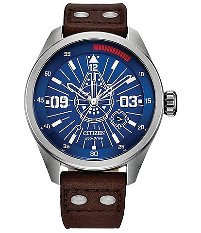 Citizen Men's Star Wars Collection Han Solo Three Hand Brown Leather Strap Watch