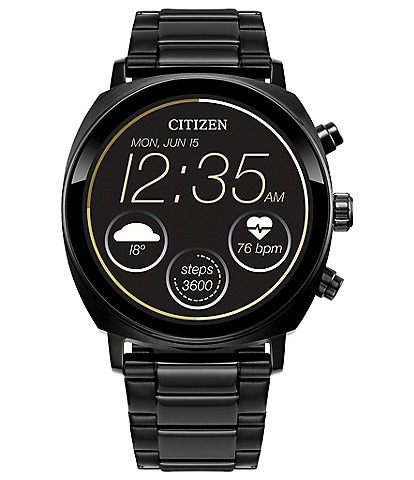 Citizen Unisex CZ Smart Black Tone Stainless Steel Bracelet Watch