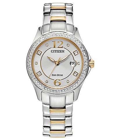 Citizen Women's Crystal Three Hand Two Tone Stainless Steel Bracelet Watch