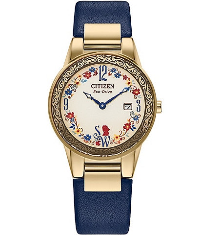 Citizen Women's Disney© Snow White Two Hand Blue Leather Strap Watch