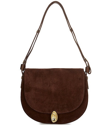 CITRINE Elsa Suede Flap Shoulder Bag