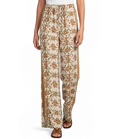 City Blues Floral Side Slit Lounge Pull-On Pants