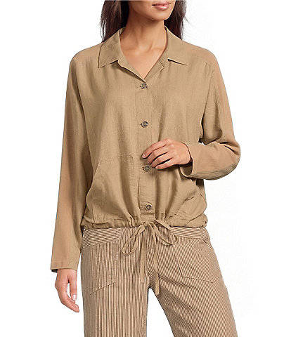 City Blues Woven Stripe Point Collar Long Sleeve Button Front Jacket