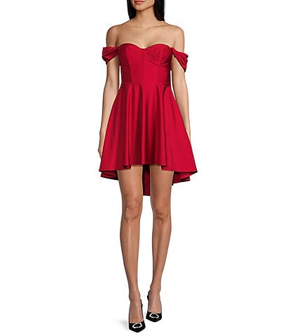 City Vibe Off-The-Shoulder Corset Fit & Flare Dress