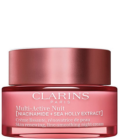 Clarins Multi-Active Night Moisturizer for Lines, Pores, Glow with Niacinamide- All Skin Types