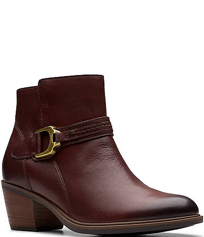 Clarks Artisan Neva Buckle Leather Booties