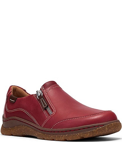 Clarks Artisan Orlene Eve Leather Side Zip Slip Ons