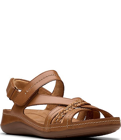Clarks Artisan Cecily Strap Leather Braided Sandals