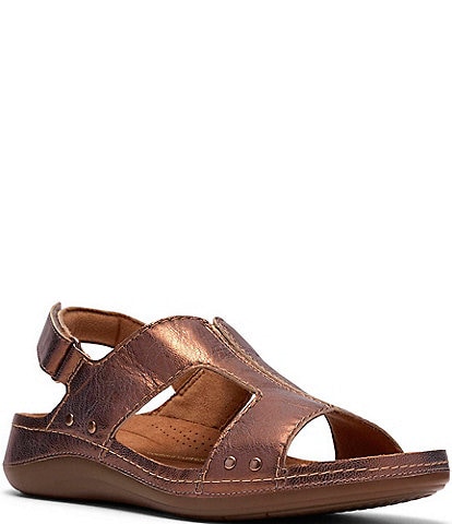 Clarks Cecily Sun Metallic Leather Slingback Sandals