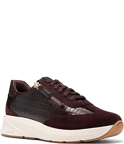 Clarks Code R Run Crocodile Embossed Leather Sneakers