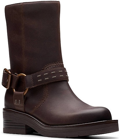 Clarks Signature Rebelle Up Leather Moto Mid Boots