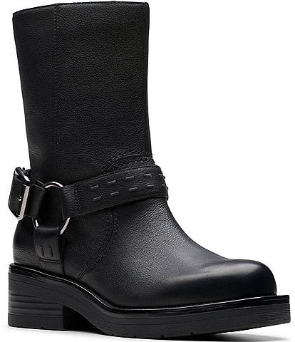 Clarks Signature Rebelle Up Leather Moto Mid Boots