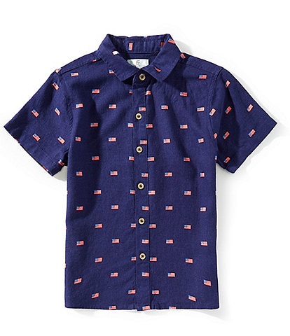 Class Club Big Boys 8-20 American Flag Print Woven Shirt