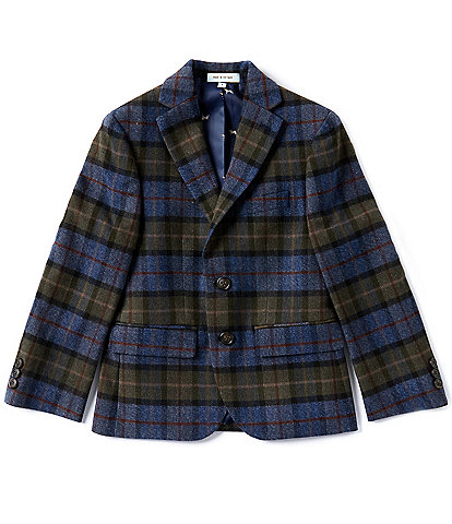 Class Club Big Boys 8-20 Long Sleeve Plaid Blazer