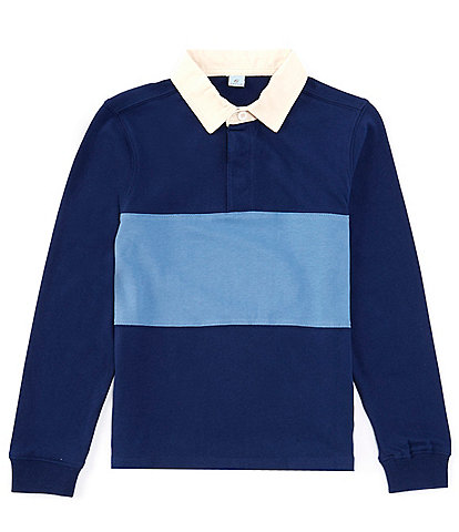 Class Club Big Boys 8-20 Long Sleeve Wide Rugby Stripe Shirt