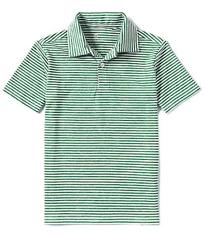 Class Club Big Boys 8-20 Short Sleeve Heather Feeder Stripe Synthetic Polo Shirt