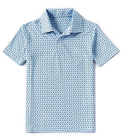 Class Club Big Boys 8-20 Short Sleeve Synthetic Swordfish Print Polo Shirt