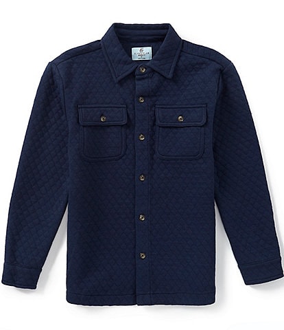Class Club Big Boys Knit Quilted Button Front Long Sleeve Shacket