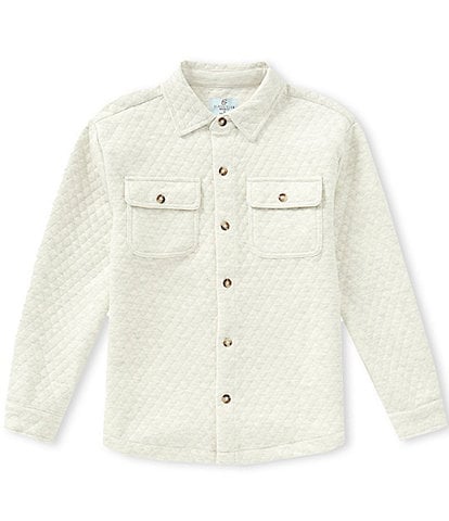 Class Club Big Boys Knit Quilted Button Front Long Sleeve Shacket