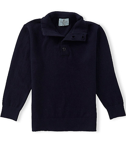 Class Club Big Boys Long Sleeve Button Mock Neck Cashmere Blend Sweater