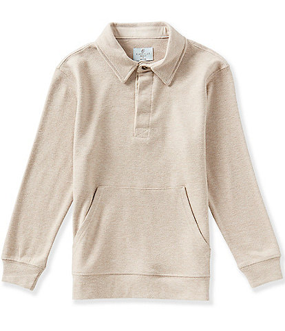 Class Club Big Boys Soft Knit Twill Snap Placket Long Sleeve Pullover