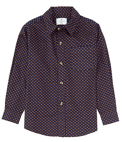 Class Club Little Boys 2T-7 Long Sleeve Fox Print Woven Button-Up Sport Shirt